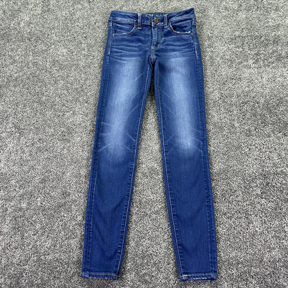 American Eagle Jeans Womens 0 Blue Jegging Super Stretch Denim Casual City Logo
